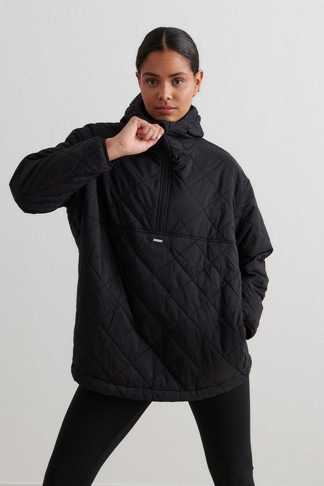 Oversized Quilted Anorak - Black