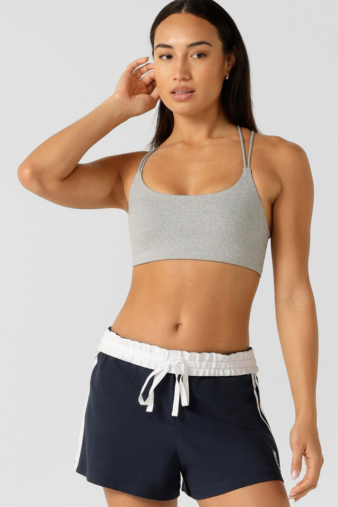 Lotus Crop True Comfort Sports Bra | Grey Marl