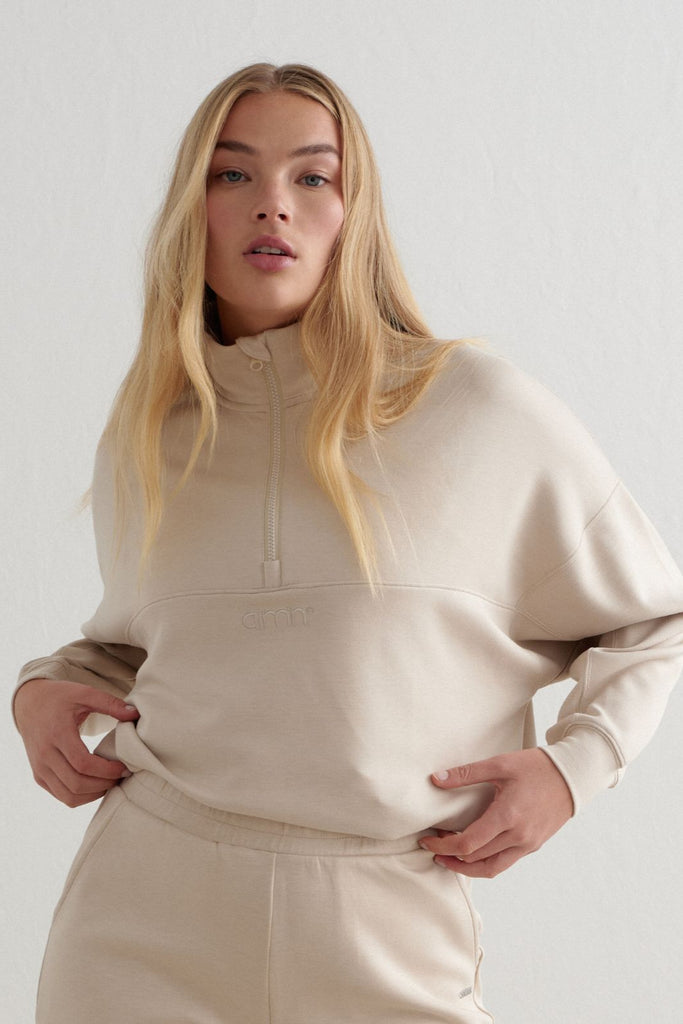 Comfy Modal Half Zip | Cafe Au Lait