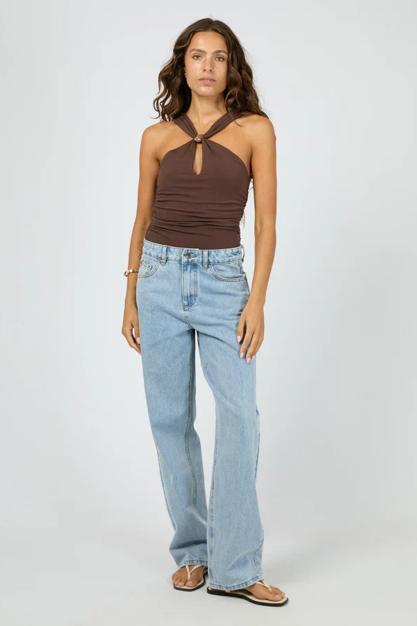 Atlas Halter Bodysuit | Chocolate