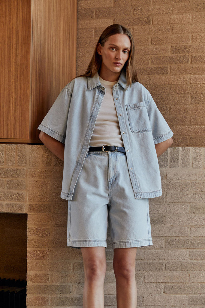 Marlow Boxy Denim Shirt | Bleach