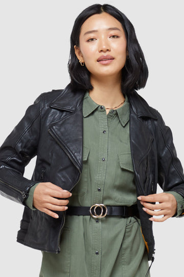 Classic Leather Biker Jacket | Black