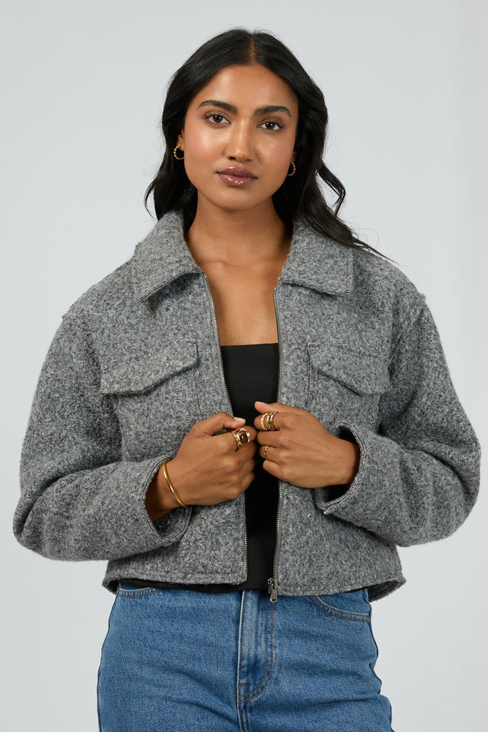 Bennet Crop Jacket | Grey Marle