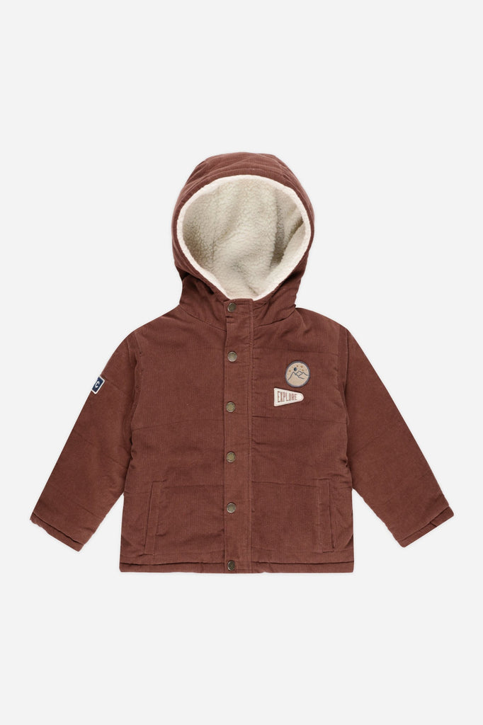 Cord Puffer Jacket | Brick