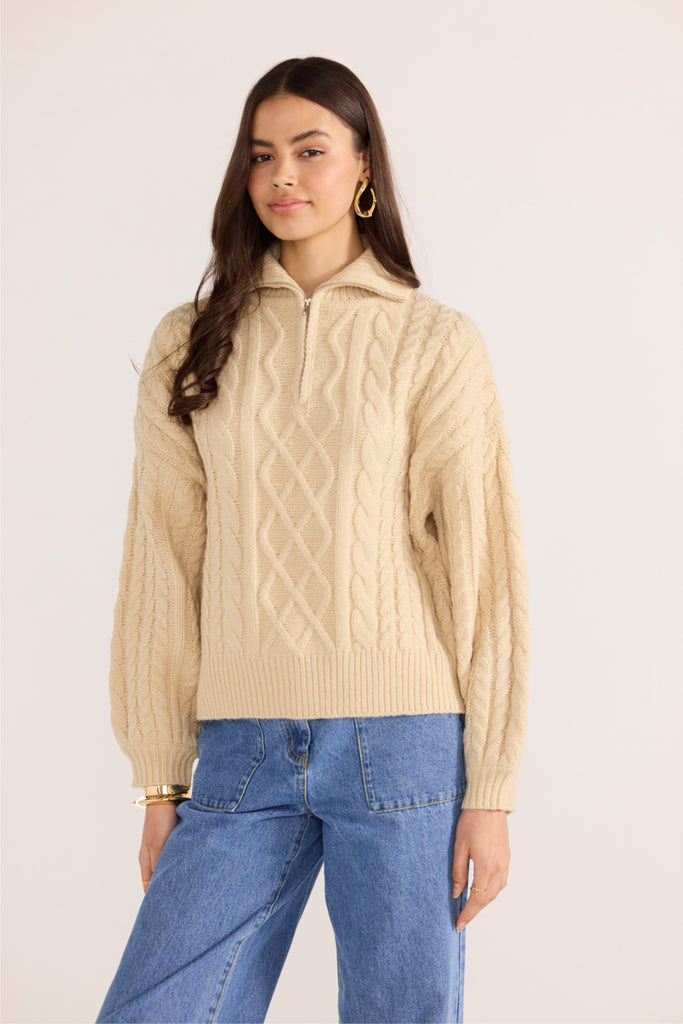 Varsity Cable Knit Sweater