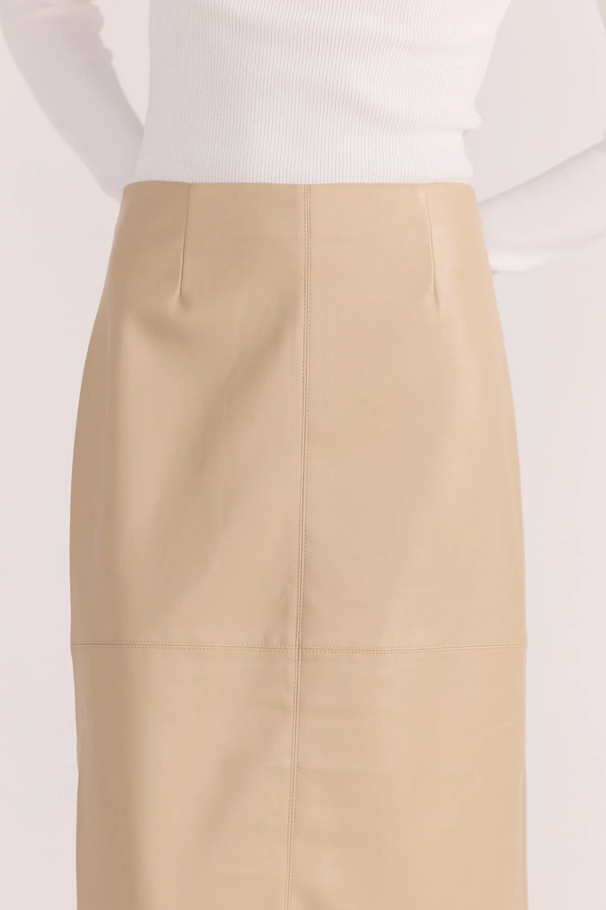 Mira Faux Lather Midi Skirt