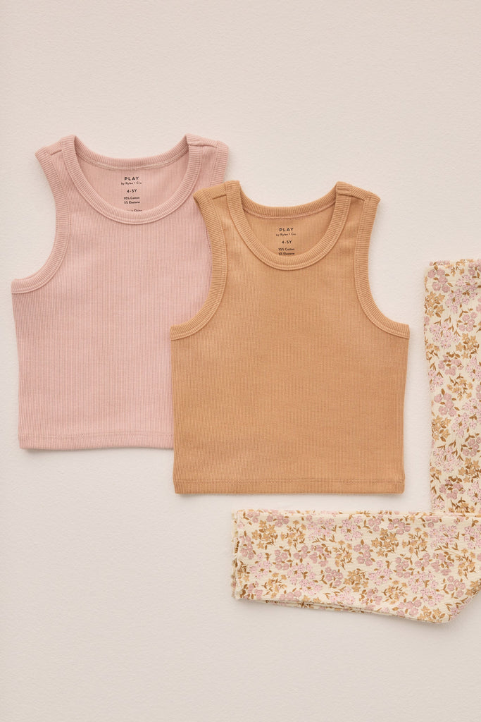 Ribbed Tank Set || Pink, Grapefruit