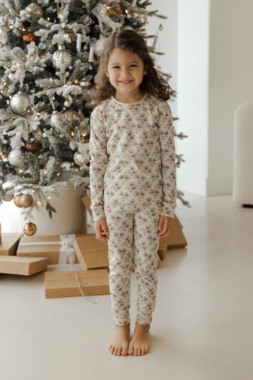 Organic LS PJ Set| Holiday Flora