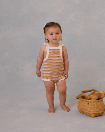 Crochet Romper Pink Stripe