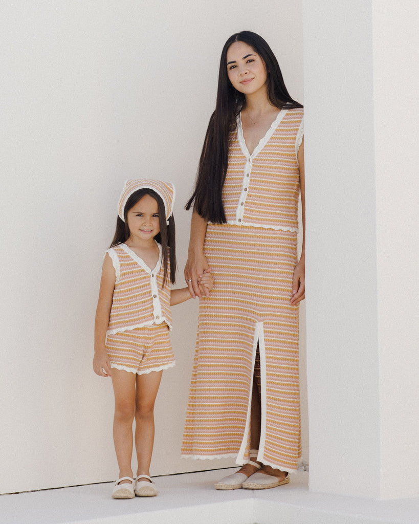 Scallop Crochet Set Pink Stripe