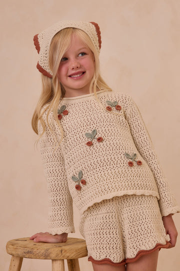 Crochet Knit Pullover | Cherries