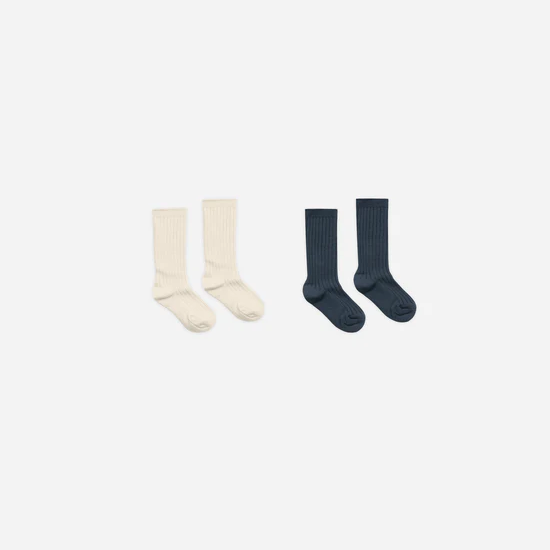 Ribbed Socks | Natural/Navy