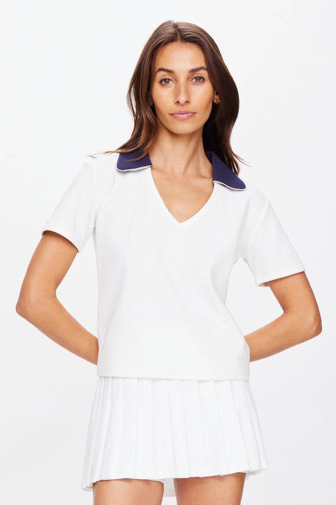 Jacobs V Neck Collared Polo | White