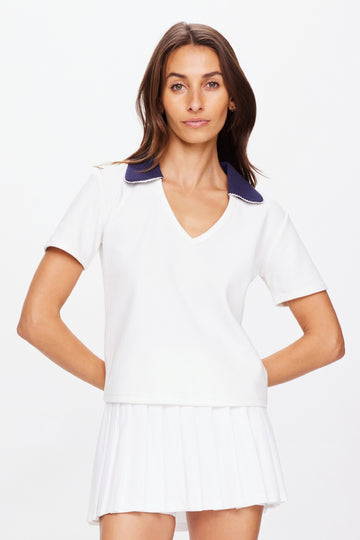 Jacobs V Neck Collared Polo | White