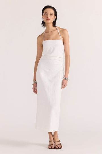 Athena Halter Midi Dress | White