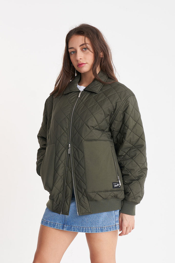 Quilted Longline Bomber | Cypress