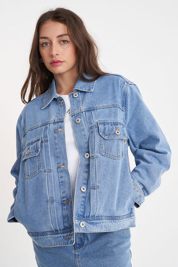 Boxy Denim Jacket | Mid Wash