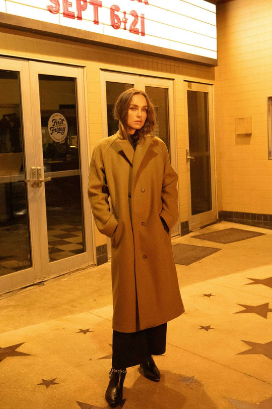 Lennox Stretch Felted Coat | Khaki