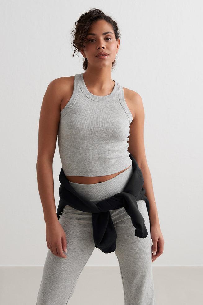 Ease Ribbed Tank | Grey Melange