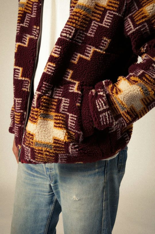 Arctic Fleece Mock Neck Jkt| Lt Cabernet