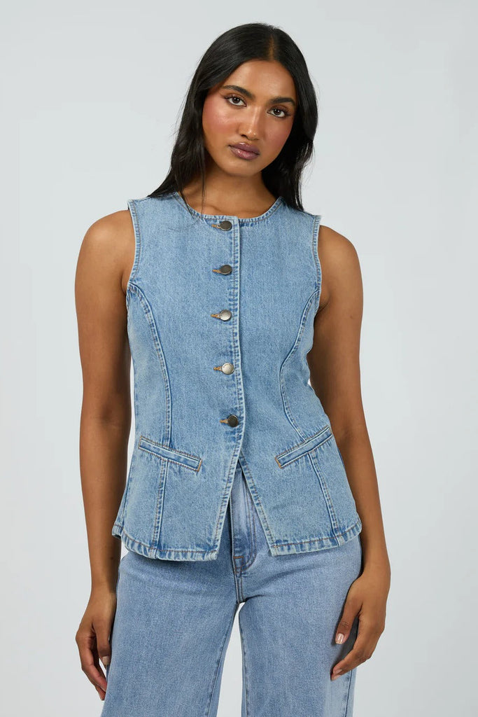 Lena Denim Vest | Light Blue