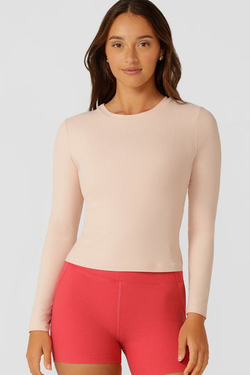 Ultimate Comfort Anti-Odour LS Rib Top | Dusty Pink