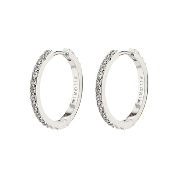 Ebna Med Crystal Hoops | Silver Plated\