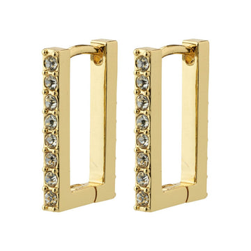 Coby Rec/Cryst Square Hoop Earring|Gold