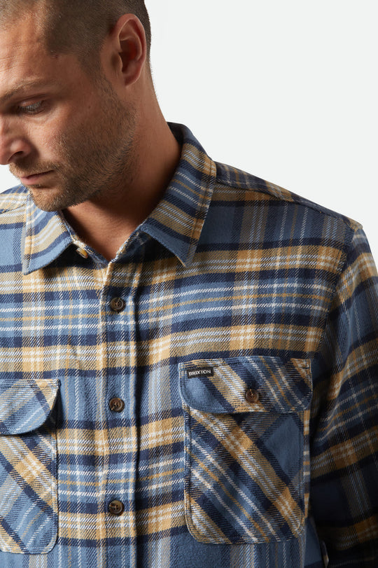 Bowery Flannel | Azure Blue/Washed Navy/Sand