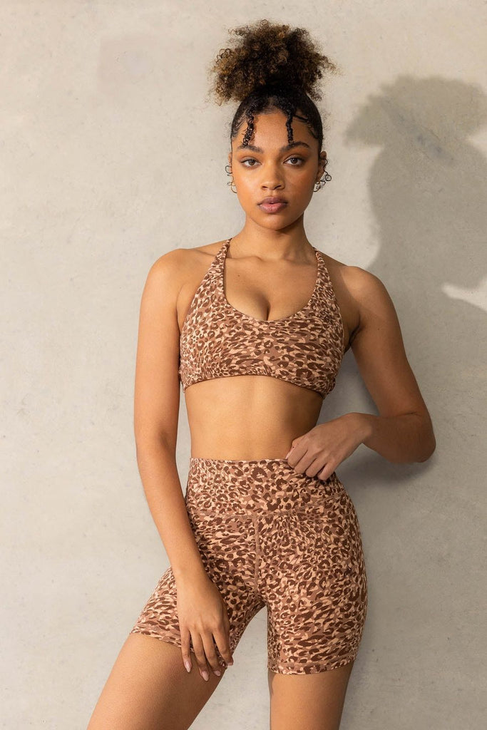 Empower High Waisted Shorts | Mocha Leopard