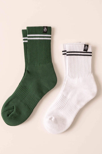 Stripe Crew Socks | White/Green