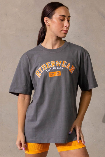 Varsity Oversized T-Shirt | Charcoal