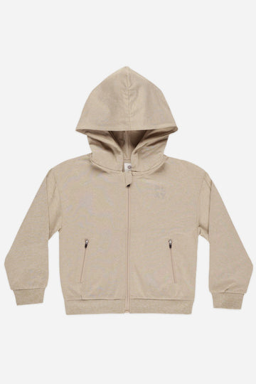 Zip-Up Tech Hoodie | Heathered Pebble