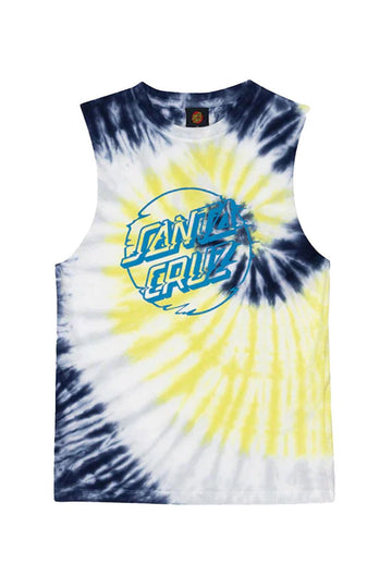 Vivid Dot Mono Front Muscle Tee| Navy Tie Dye