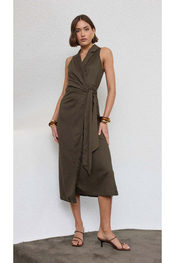 Saskia Wrap Midi Dress | Olive