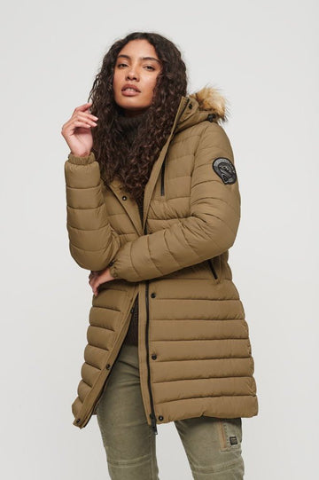 Fuji Hooded Mid Length Puffer | Sandstone Brown