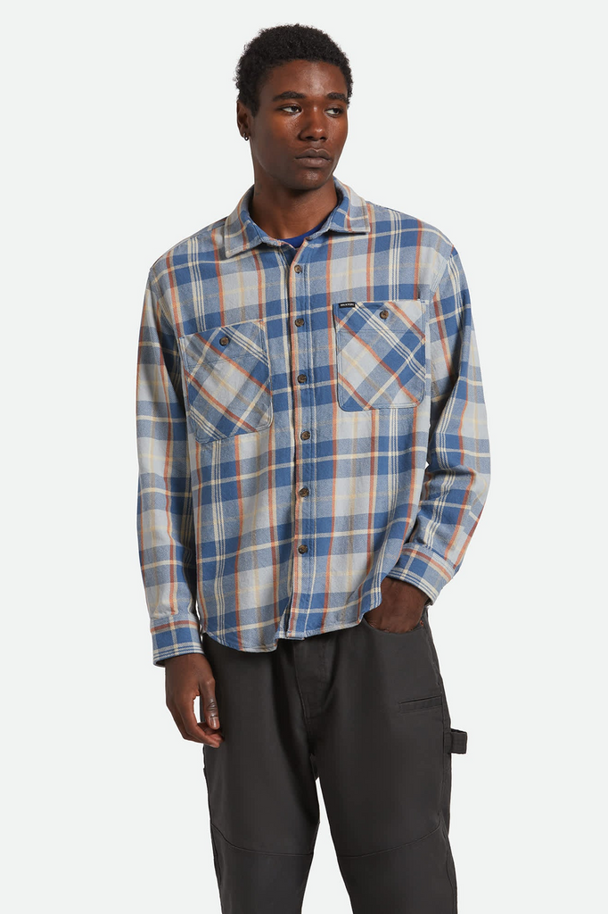 Vintage Wash Flannel | Blue/Soft Blue/Orange