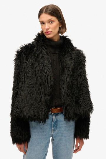 Short Faux Fur Coat | Long Black