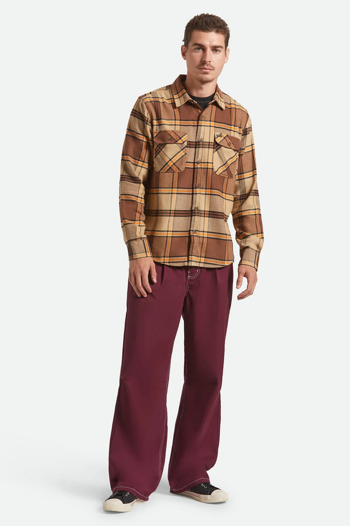 Bowery Flannel | Sand/Pinecone/Solar Orange