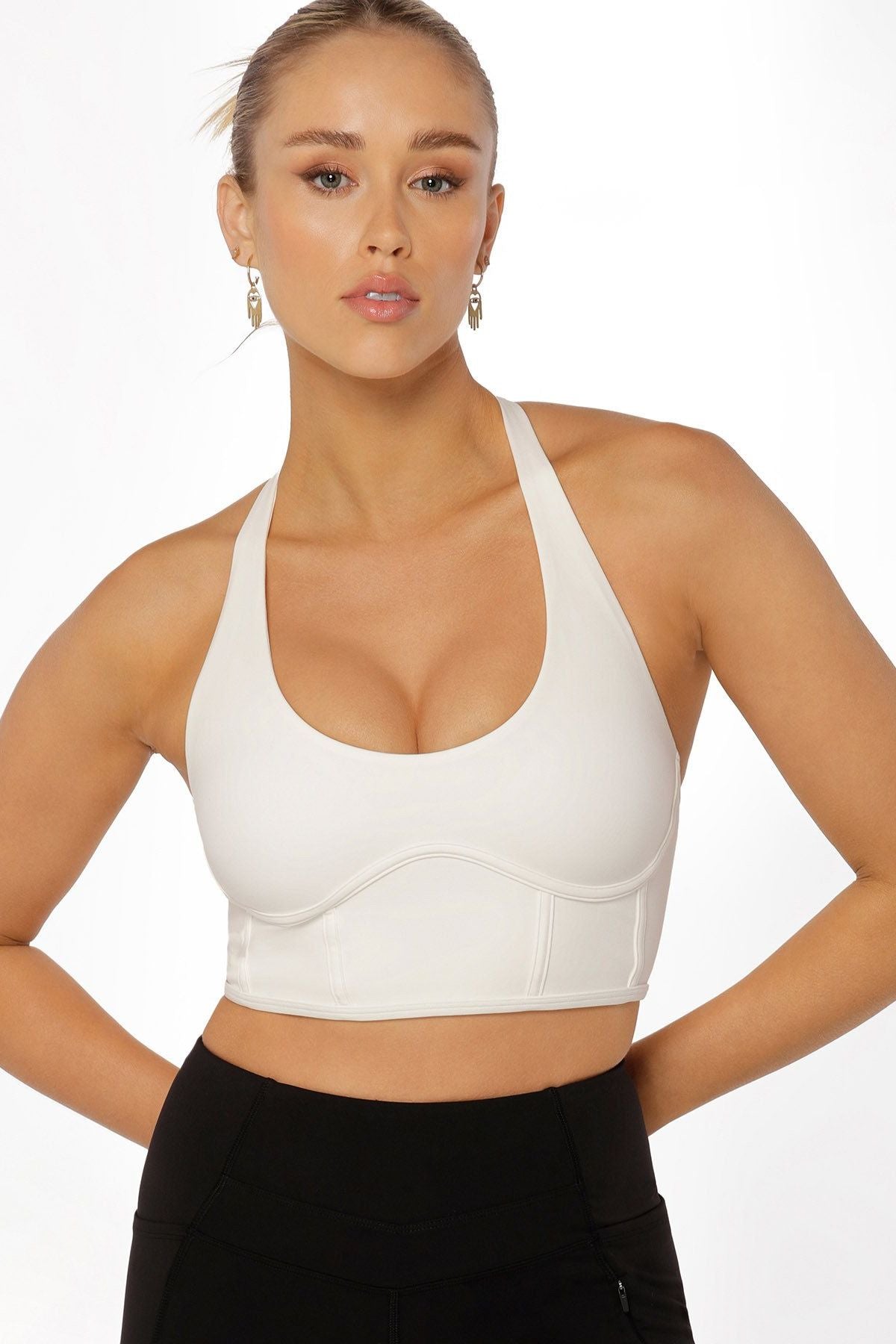 Lorna Jane Topspin All Day Support Sports Bra-Porcelain - Tops