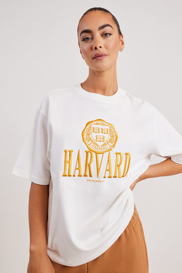 Harvard University Stack Logo Tee - Vintage White